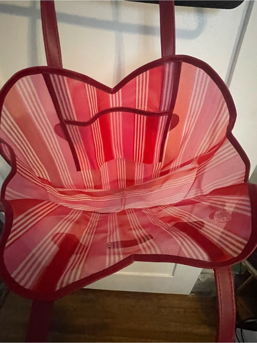 Amor Q Mata Marchantitas Red Striped Heart Mexican Mercado Tote Bag